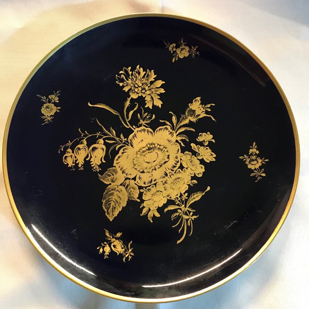 Vintage  70S Cobalt blue w gold plate LINDNER HANDARBEIT WEST GERMANY
